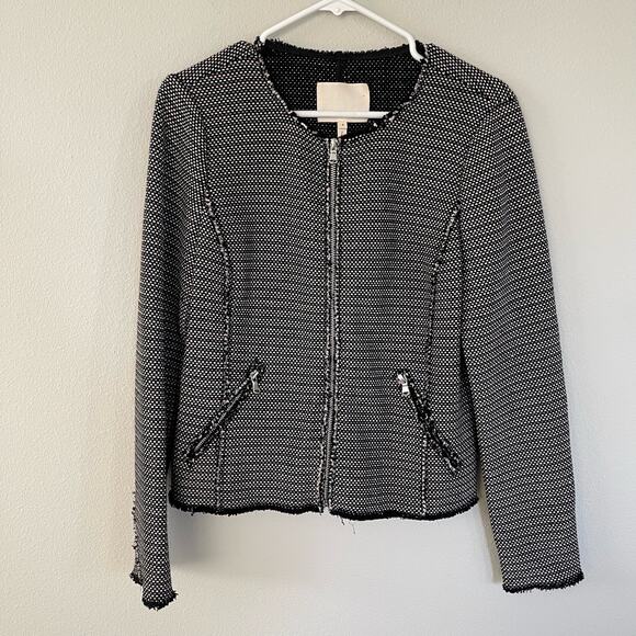 Rebecca Taylor Tweed Zip Up Blazer Jacket (Size 8) - Picture 1 of 8